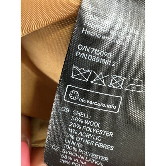 H&M Conscious Wool Blend Wrap Coat Mustard Yellow Belted Tie Front Size 4 Small - Picture 7 of 7